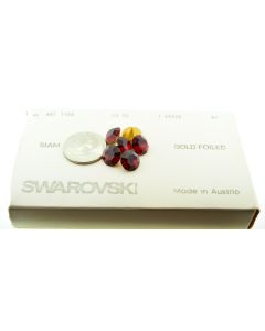 Swarovski 1100 Chaton Rhinestones 48ss Siam Pointed Back Gold Foiled  - 4 Pcs