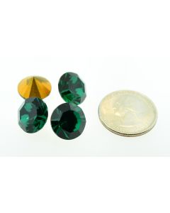 Swarovski 1102 Chaton Rhinestones 59ss Emerald Pointed Back Gold Foiled  - Each