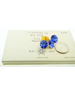 Swarovski 1100 Chaton Rhinestones 59ss Sapphire Pointed Back Gold Foiled  - Each