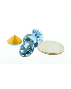 Swarovski 1102 Chaton Rhinestones 60ss Aqua Pointed Back Gold Foiled  - Each