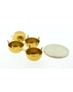 Raw Brass Settings Round 1-Ring Regular Closed Back Prong 60ss|14mm - 4 pcs