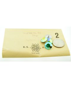 Swarovski 1100 Chaton Rhinestones 60ss Peridot Ab Pointed Back Silver Foiled  - Each