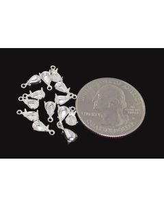 Sterling Silver Plated Brass Settings Pear 1-Ring Regular Closed Back Prong, Connector 6mm x 3.6mm - 8 pcs