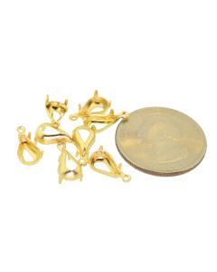 14K Gold Plated Brass Settings Pear 1-Ring Regular Open Back Prong, Pendant/Drop 8mm x 4.8mm - 8 pcs