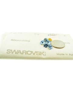Swarovski 1100 Chaton Rhinestones 39ss Aqua Pointed Back Gold Foiled  - 4 Pcs