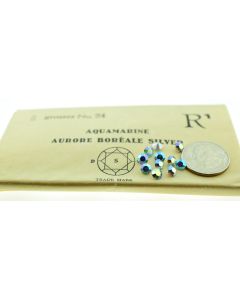 Swarovski 1100 Chaton Rhinestones 24ss Aqua Ab Pointed Back Silver Foiled  - 6 Pcs