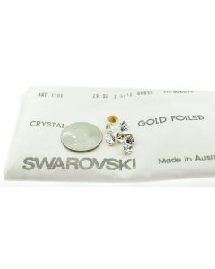 Swarovski 1100 Chaton Rhinestones 29ss Crystal Pointed Back Gold Foiled  - 4 Pcs