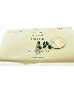 Swarovski 1100 Chaton Rhinestones 29ss Emerald Pointed Back Gold Foiled  - 4 Pcs