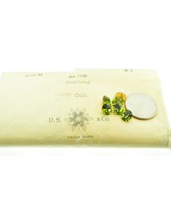 Swarovski 1100 Chaton Rhinestones 39ss Light Olivine Pointed Back Gold Foiled  - 4 Pcs