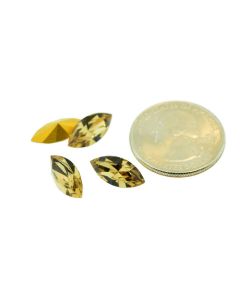 Swarovski 4200/2 Navette Rhinestones 15mm x 7mm Light Colorado Topaz Pointed Back Gold Foiled  - Each
