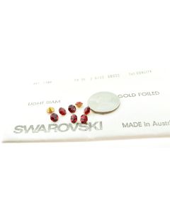 Swarovski 1100 Chaton Rhinestones 29ss Light Siam Pointed Back Gold Foiled  - 4 Pcs