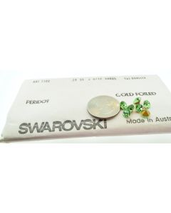 Swarovski 1100 Chaton Rhinestones 29ss Peridot Pointed Back Gold Foiled  - 4 Pcs