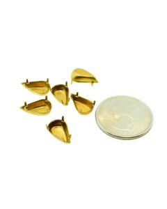 Raw Brass Settings Pear Regular Closed Back Prong, Pendant/Drop 13mm x 7.8mm - 6 pcs