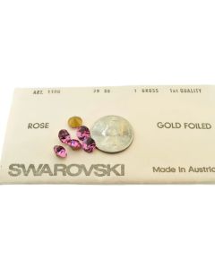 Swarovski 1100 Chaton Rhinestones 39ss Rose Pointed Back Gold Foiled  - 4 Pcs